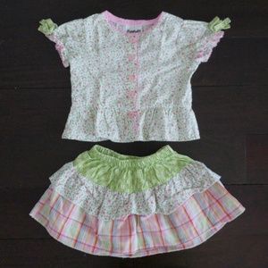 GIRL'S Flapdoodles Shirt and Skirt Set Outfit